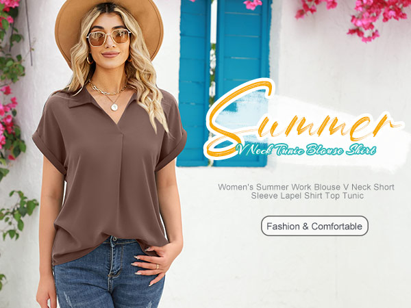 summer blouses for women elegant casual v neck chiffon blouses tops shirts