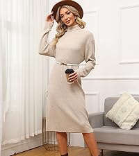 Women Casual Oversized Ribbed Knit Tunic Sweaters Pullover Cashmere Lightweight Sweater Dress