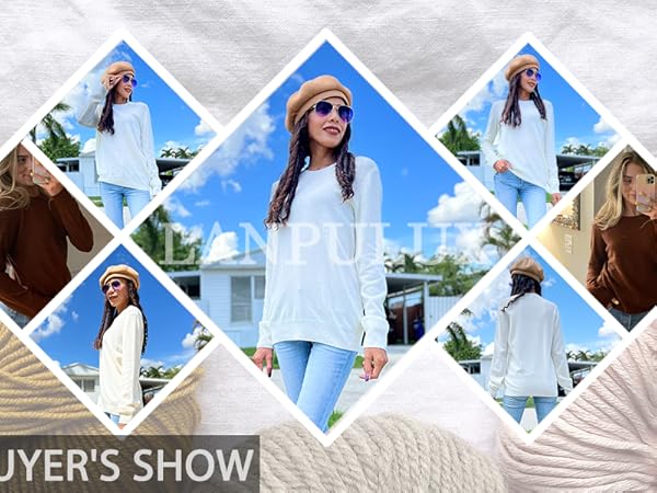 women pullover wool sweater pure wool crew neck sweater for women