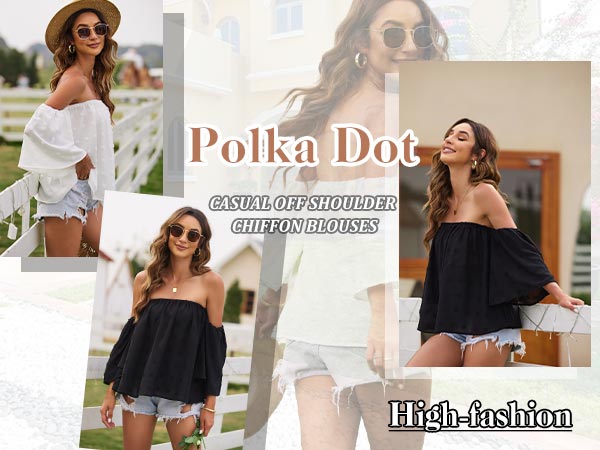 Women Boho Off The Shoulder Bell Ruffle Sleeve Blouses Casual Summer Chiffon T-Shirts