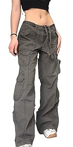 Harajuku Pants Multi Pocket Cargo Pants Women&#39;s Trendy