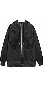 Gothic Hooded Sweater Ladies Dark Print 