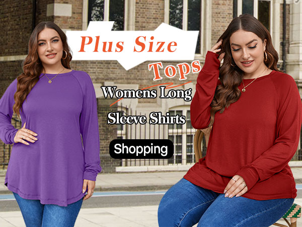 Women''s Plus Size Long Sleeve Tunic Top