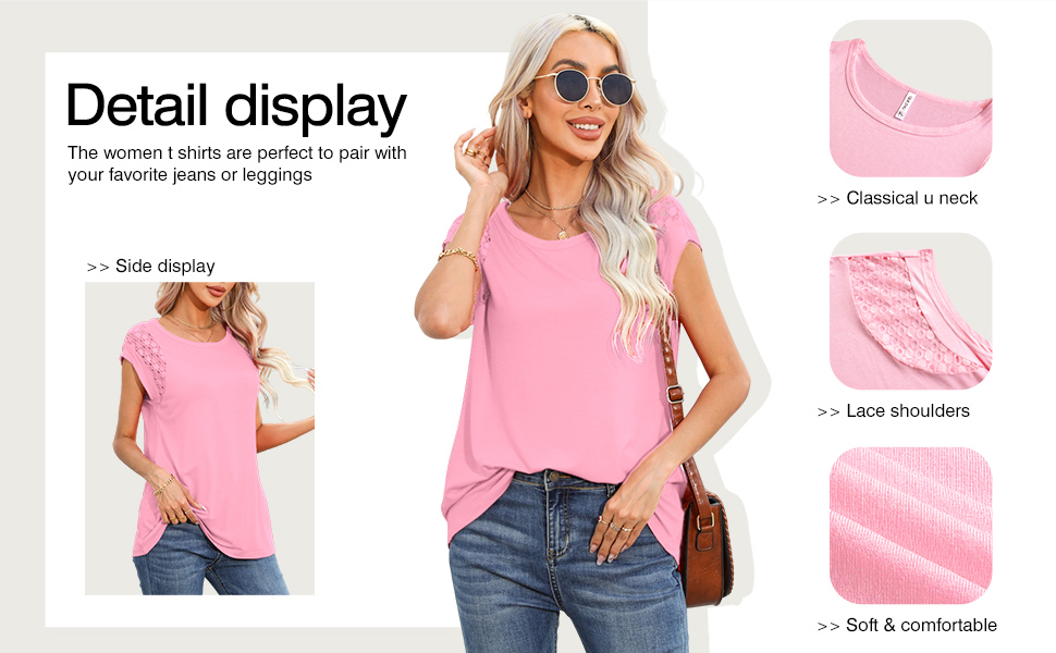 Pink cap sleeve tops,loose fitting tops for women,summer shirts for women trendy 2023