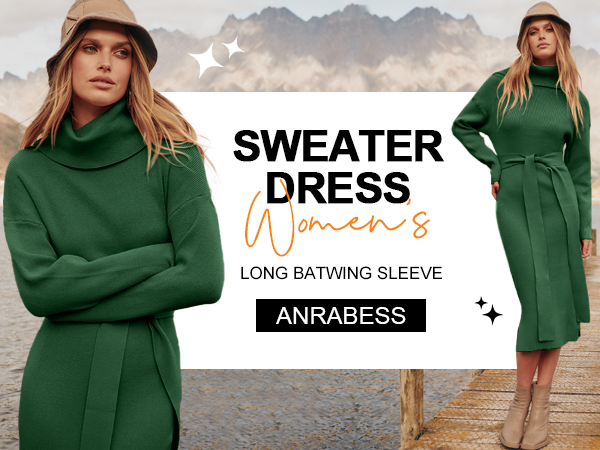 ANRABESS Women''s Turtleneck Sweater Dress