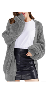 Womens Cardigan Sweater Cotton Button Down Long Sleeve Oversized Knit batwing Cute Boyfriend