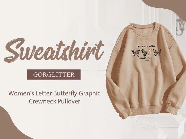 butterfly round neck sweatshirt for women