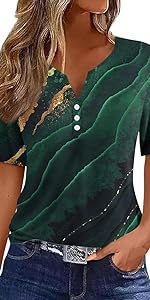 green short sleeve shirts for women