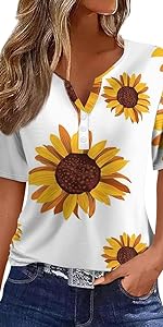 sun flower henley shirts for women