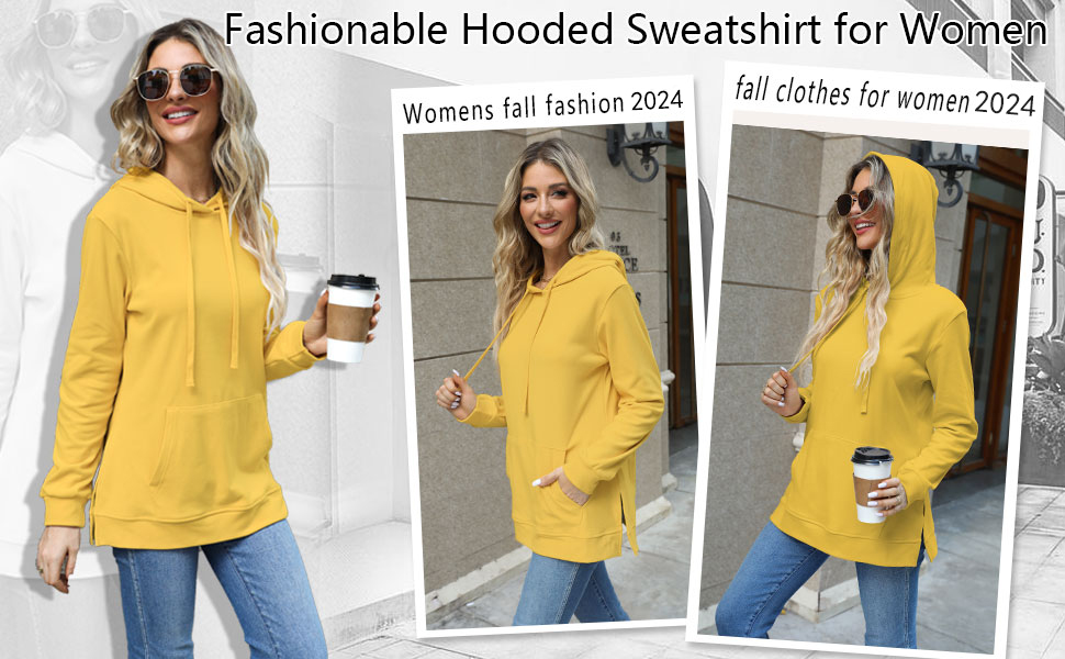 ladies lightweight pullover hoodie hoodies for women trendy yellow womens hoodie