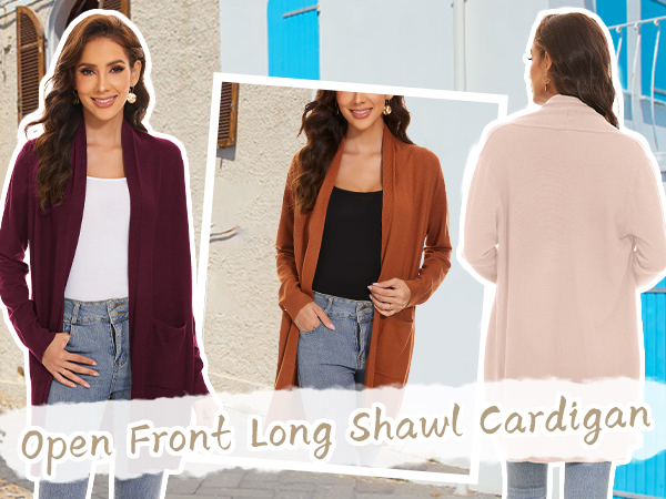 Open Front Long Shawl Cardigan