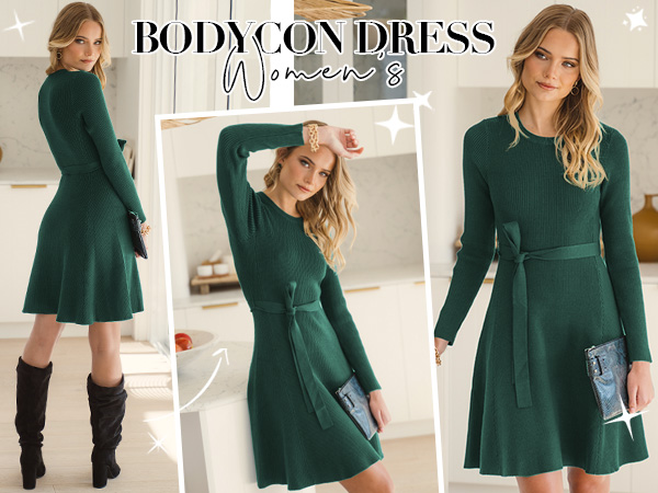 ANRABESS Ribbed Knit Sweater Dress