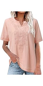 summer cotton linen tops for women