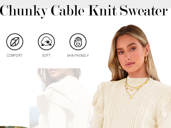 fall sweaters cable knit sweater women ruffle sweaters for women trendy winter chunky cozy sweaters