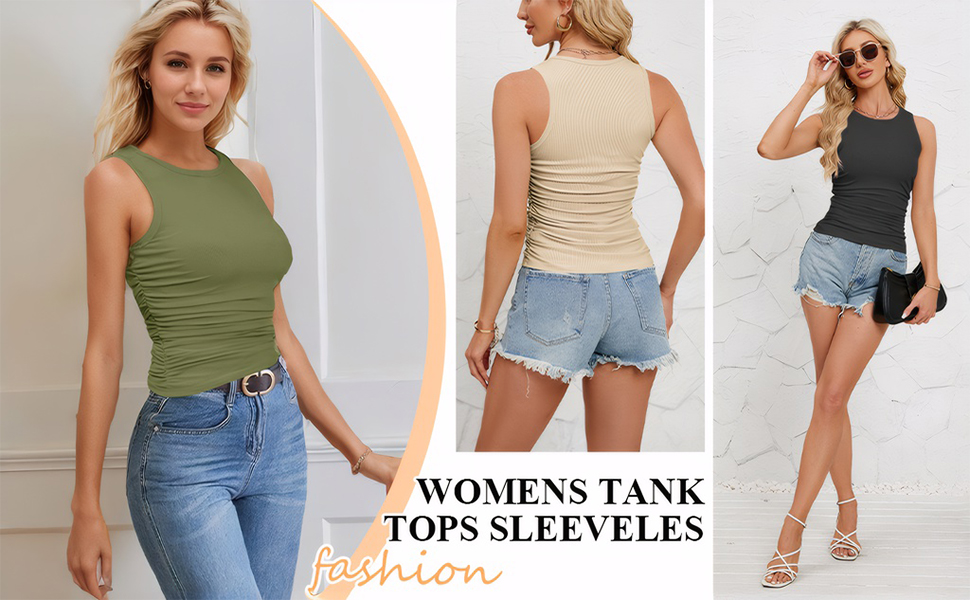 womens girls sexy cute clothes trendy fashion sleeveless racerback crew high neck tank top