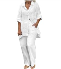 Summer Dressy Business Work Suits Streetwear Button Down Tops and Pants Suit