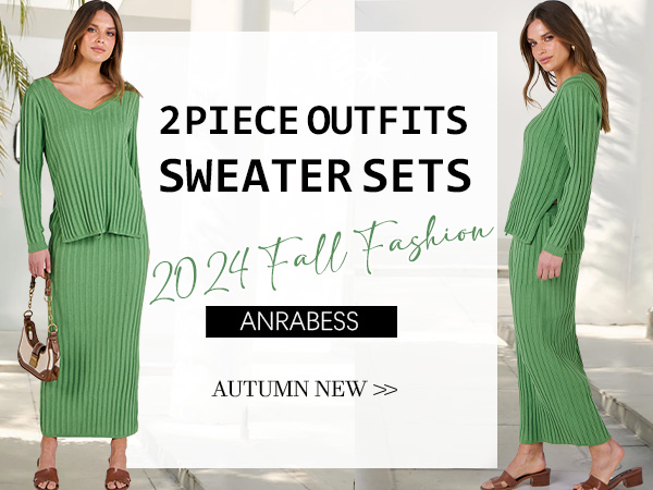 ANRABESS Women''s 2 Piece Outfits Sweater Skirt Sets