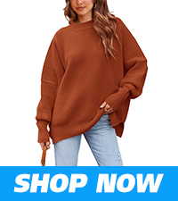 crewneck puff long sleeve sweater oversized split sweater top for women casual loose fit jumper top