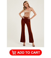 seamed front velvet pants flare leg shinny slacks