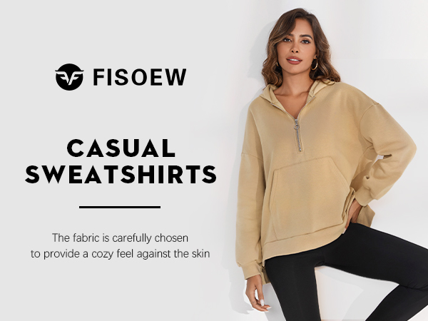 Fisoew Womens Oversized Half Zip Hoodies