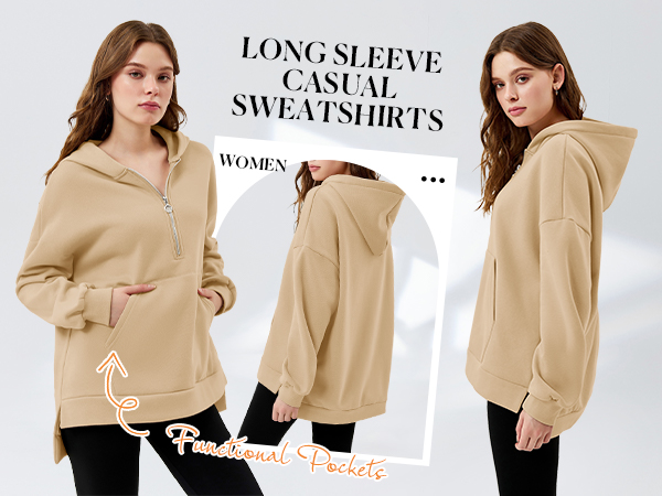 Fisoew Womens Long Sleeve Casual Sweatshirts 