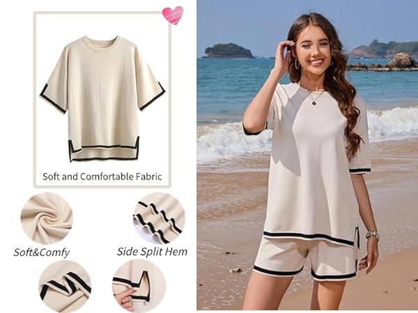 Womens Knit Short Sleeve Tops Summer Pullover Blouse Basic