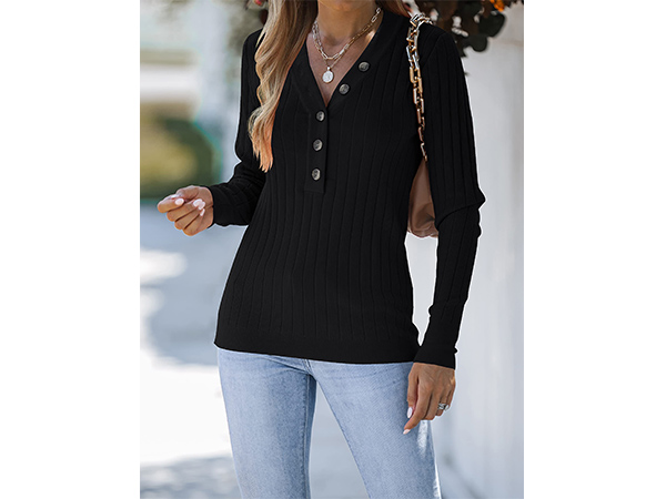 Ribbed Button Sweater