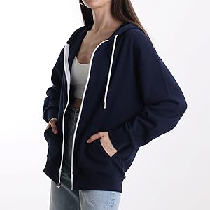 Navy Oversized Zip Up