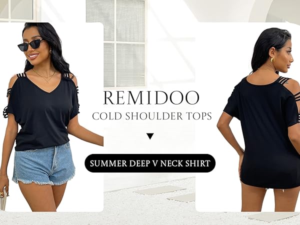 Plus Size Cold Shoulder Tops Summer