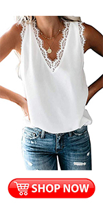 womens tank top lace trim sleeveless summer