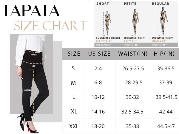 Tapata Women''s Skinny Dress Pants High Waist Slacks for Office Work Business Tall Petite 