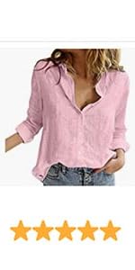 Roll up Long Sleeve Button Down Cotton Linen Shirt -B0C33R4DSC