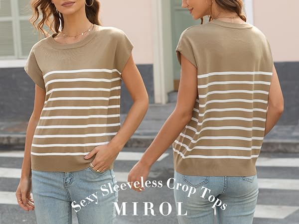 Crew Neck Striped Shirts