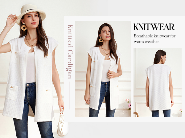 white cardigan for women sleeveless