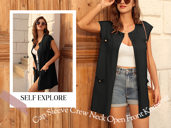 women black cardigan vest