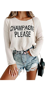 Champagne Please Graphic Pullover Sweaters