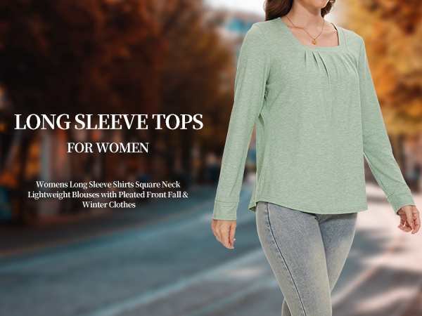 womens square neck long sleeve tops