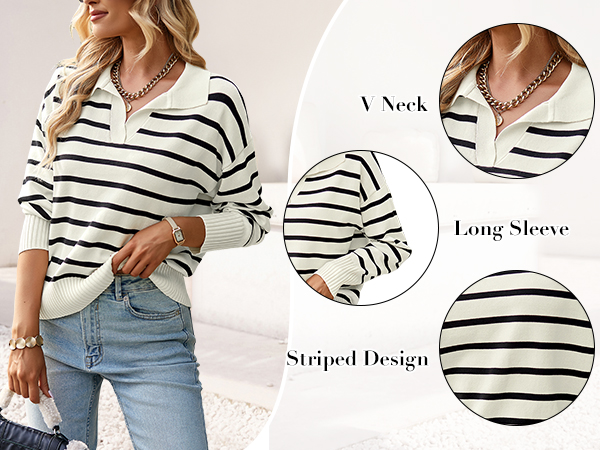  Women Striped Pullover Sweater