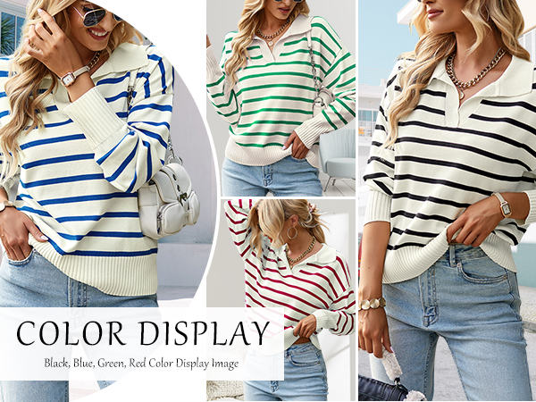  Women Striped Pullover Sweater