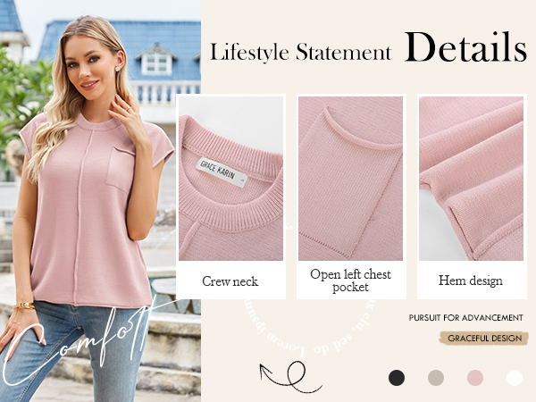  Lightweight  Short Sleeve Top Sweater