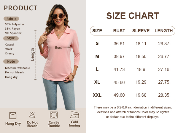 3/4 sleeve tops for women