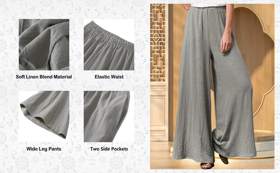 Linen Pants Wide Leg Palazzo