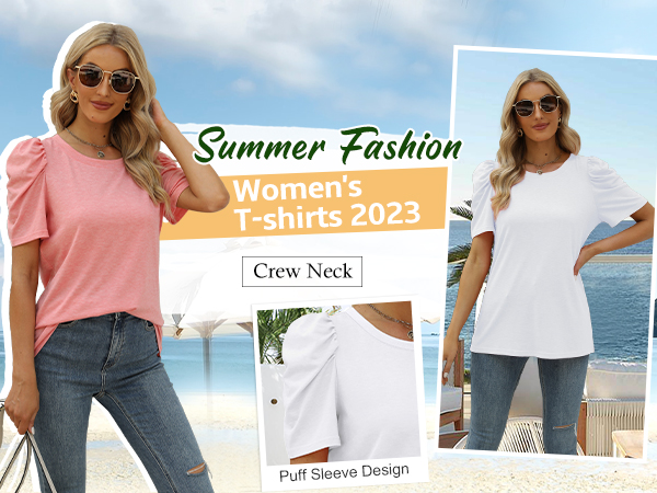 Tshirts Shirts for Women Short Sleeve Crew Neck Summer Tops 2023 Trendy 