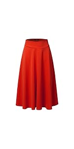 High Waist Flare A-Line Midi Skirt