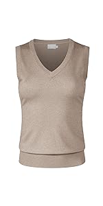 Solid Basic V-Neck Sleeveless Soft Stretch Pullover Sweater Vest