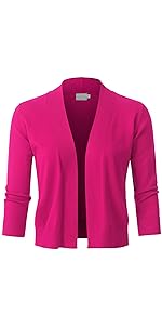 Classic 3/4 Sleeve Open Front Cropped Bolero Cardigan