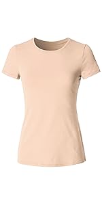 Crewneck Slim Fitted Short Sleeve T-Shirt Stretchy Bodycon Basic Tee Tops