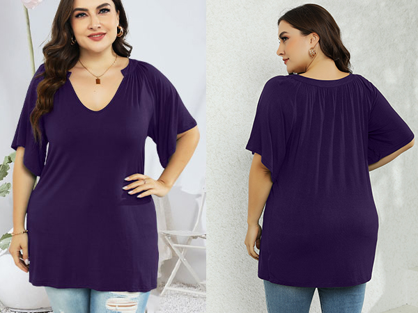 plus size v neck tops