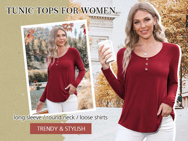 long sleeve tunic tops for women