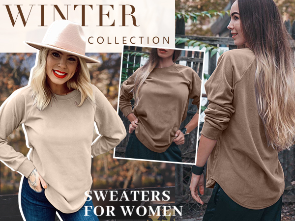 Womens Sweatshirts Pullover Plain T Shirts For Women Loose Fit